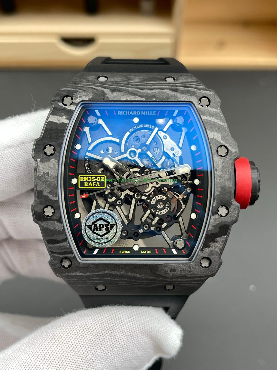 APS Factory Richard Mille RM 35-02 44.5mm Black Carbon Fiber Black Rubber Strap Black Skeletonized Dial (8) APS Factory Richard Mille RM 35-02 44.5mm Black Carbon Fiber Black Rubber Strap Black Skeletonized Dial (8)