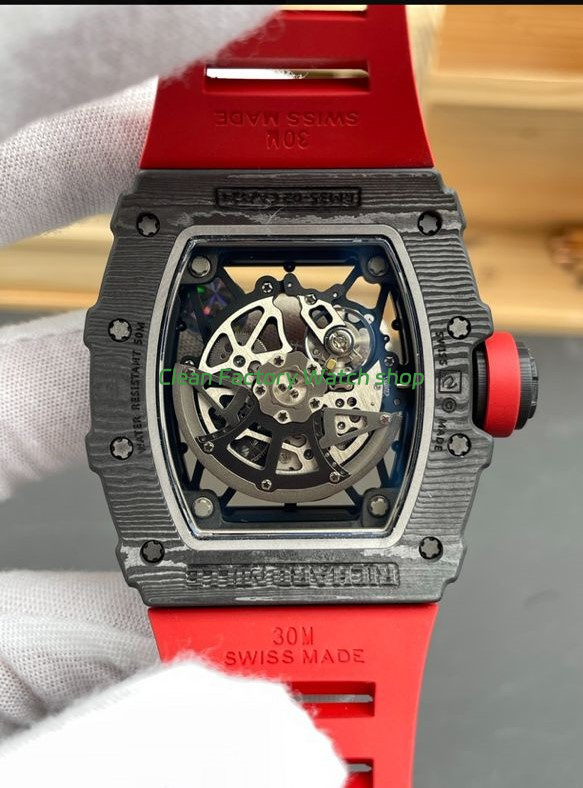 APS Factory Richard Mille RM 35-02 44.5mm Black Carbon Fiber Red Rubber Strap Black Skeletonized Dial (2) APS Factory Richard Mille RM 35-02 44.5mm Black Carbon Fiber Red Rubber Strap Black Skeletonized Dial (2)