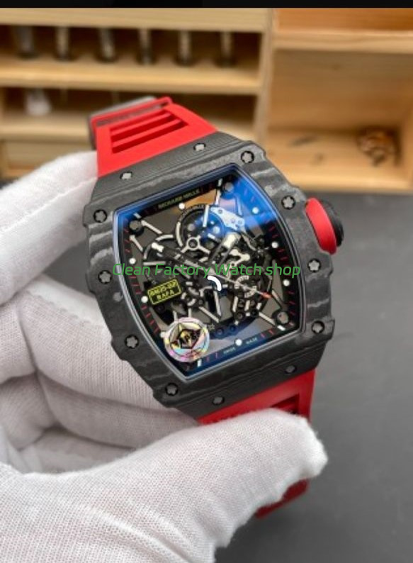 APS Factory Richard Mille RM 35-02 44.5mm Black Carbon Fiber Red Rubber Strap Black Skeletonized Dial (5) APS Factory Richard Mille RM 35-02 44.5mm Black Carbon Fiber Red Rubber Strap Black Skeletonized Dial (5)