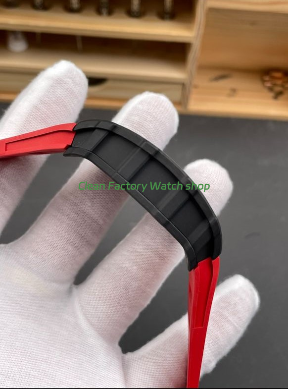 APS Factory Richard Mille RM 35-02 44.5mm Black Carbon Fiber Red Rubber Strap Black Skeletonized Dial (7) APS Factory Richard Mille RM 35-02 44.5mm Black Carbon Fiber Red Rubber Strap Black Skeletonized Dial (7)