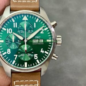 AZ Factory IWC Pilot Chronograph IW388103 41mm Leather Strap Arabic Numerals Green Dial 1 Clean Factory Watch