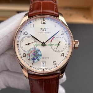 AZ Factory IWC Portuguese Automatic IW500701 42mm Rose Gold Leather Strap Arabic Numerals Silver Dial 5 Clean Factory Watch