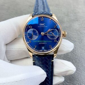 AZ Factory IWC Portuguese IW500713 42.3mm Rose Gold Leather Strap Rose Gold Arabic Number Blue Dial 8 Clean Factory Watch