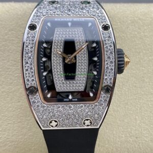 BBA Factory Richard Mille RM 07 31.4mm Diamond Bezel Black Rubber Strap Skeletonized Black Dial 20 BBA Factory Richard Mille RM 07 31.4mm Diamond Bezel Black Rubber Strap Skeletonized Black Dial 8 Clean Factory Watch