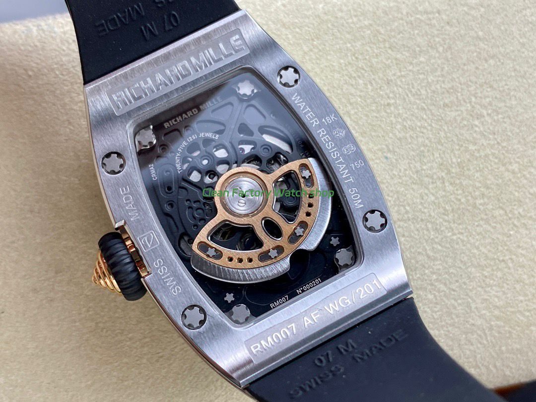 BBA Factory Richard Mille RM 07 31.4mm Diamond Bezel Black Rubber Strap Skeletonized Red Dial (1) BBA Factory Richard Mille RM 07 31.4mm Diamond Bezel Black Rubber Strap Skeletonized Red Dial (1)