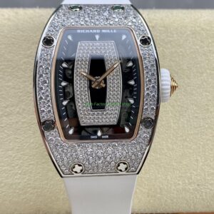 BBA Factory Richard Mille RM 07 31.4mm Diamond Bezel White Rubber Strap Skeletonized Black Dial 22 BBA Factory Richard Mille RM 07 31.4mm Diamond Bezel White Rubber Strap Skeletonized Black Dial 5 Clean Factory Watch
