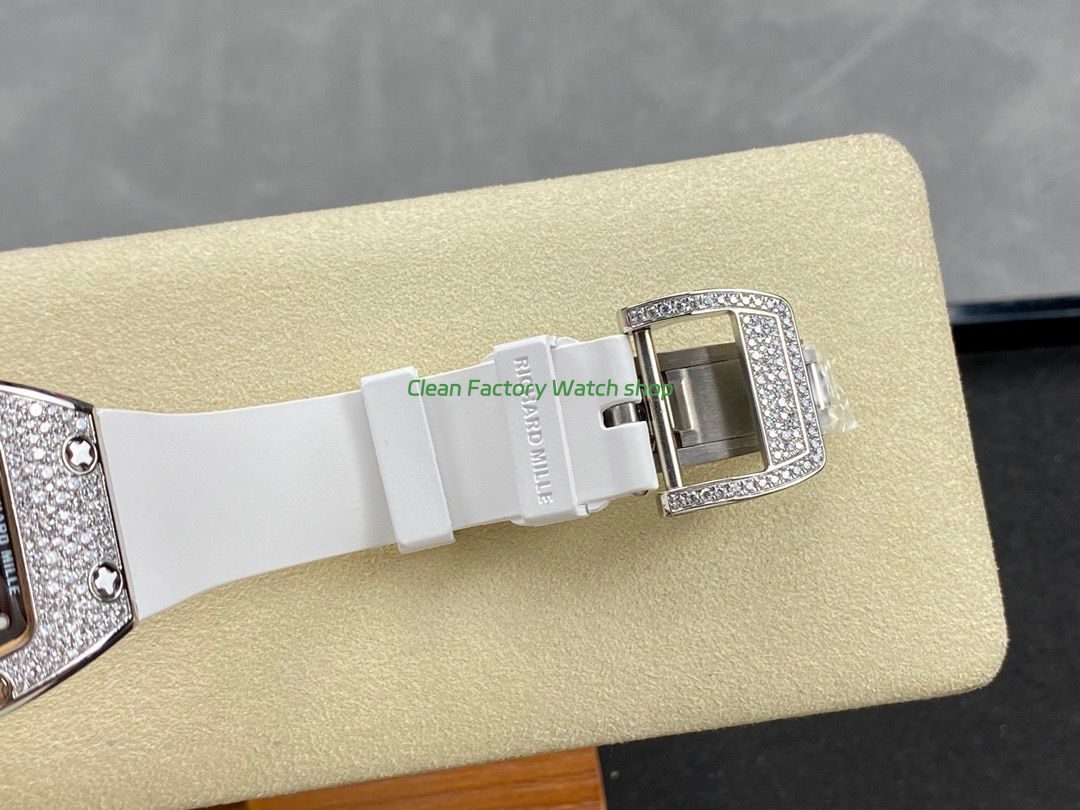 BBA Factory Richard Mille RM 07 31.4mm Diamond Bezel White Rubber Strap Skeletonized Red Dial (4) BBA Factory Richard Mille RM 07 31.4mm Diamond Bezel White Rubber Strap Skeletonized Red Dial (4)