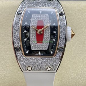 BBA Factory Richard Mille RM 07 31.4mm Diamond Bezel White Rubber Strap Skeletonized Red Dial 20 BBA Factory Richard Mille RM 07 31.4mm Diamond Bezel White Rubber Strap Skeletonized Red Dial 9 Clean Factory Watch
