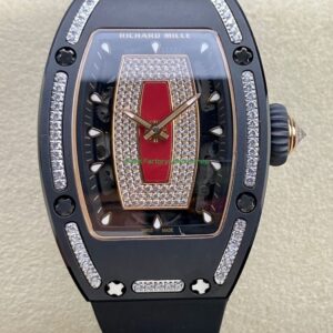 BBA Factory Richard Mille RM 07 31.4mm Diamond Black Ceramic Black Rubber Strap Skeletonized Red Dial 16 BBA Factory Richard Mille RM 07 31.4mm Diamond Black Ceramic Black Rubber Strap Skeletonized Red Dial 8 Clean Factory Watch