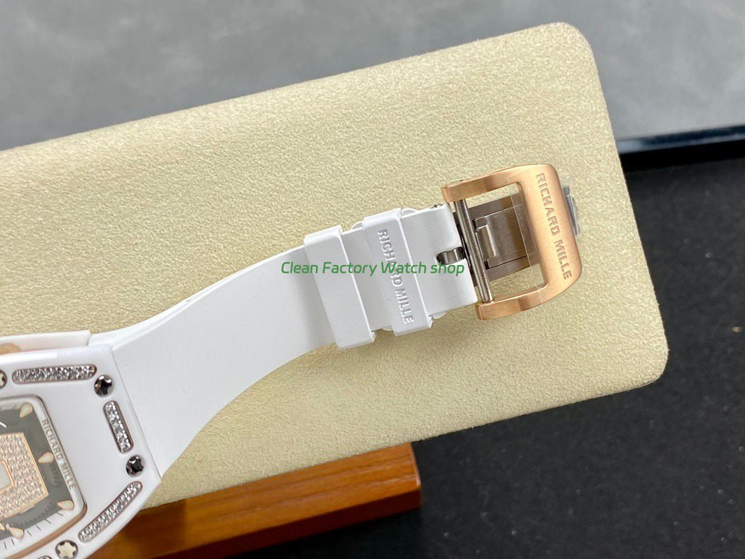 BBA Factory Richard Mille RM 07 31.4mm Diamond White Ceramic White Rubber Strap Skeletonized White Dial (9) BBA Factory Richard Mille RM 07 31.4mm Diamond White Ceramic White Rubber Strap Skeletonized White Dial (9)