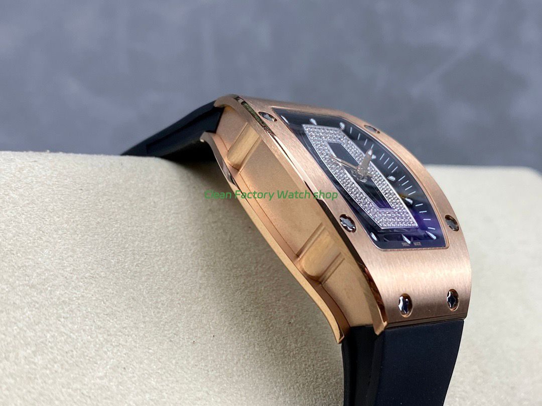 BBA Factory Richard Mille RM 07 31.4mm Rose Gold Black Rubber Strap Skeletonized Black Dial (2) BBA Factory Richard Mille RM 07 31.4mm Rose Gold Black Rubber Strap Skeletonized Black Dial (2)