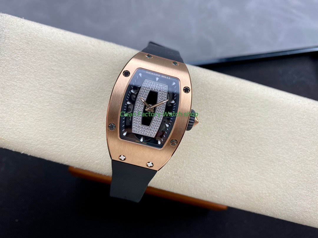 BBA Factory Richard Mille RM 07 31.4mm Rose Gold Black Rubber Strap Skeletonized Black Dial (3) BBA Factory Richard Mille RM 07 31.4mm Rose Gold Black Rubber Strap Skeletonized Black Dial (3)