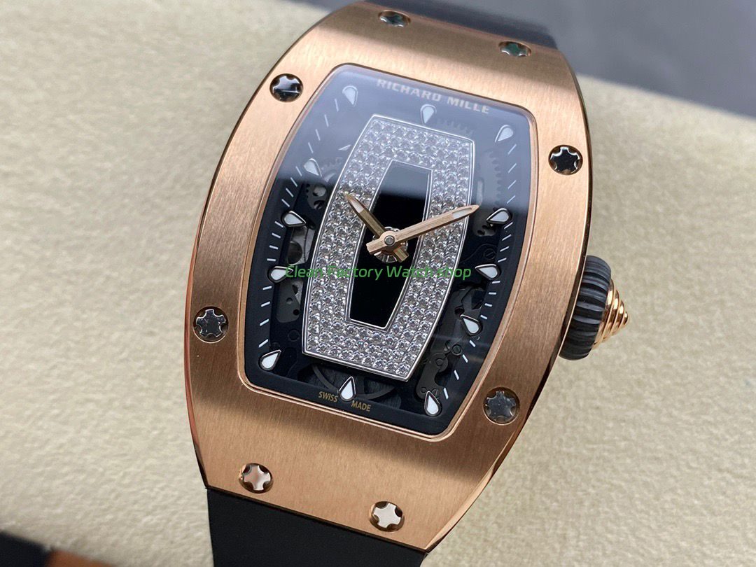 BBA Factory Richard Mille RM 07 31.4mm Rose Gold Black Rubber Strap Skeletonized Black Dial (4) BBA Factory Richard Mille RM 07 31.4mm Rose Gold Black Rubber Strap Skeletonized Black Dial (4)