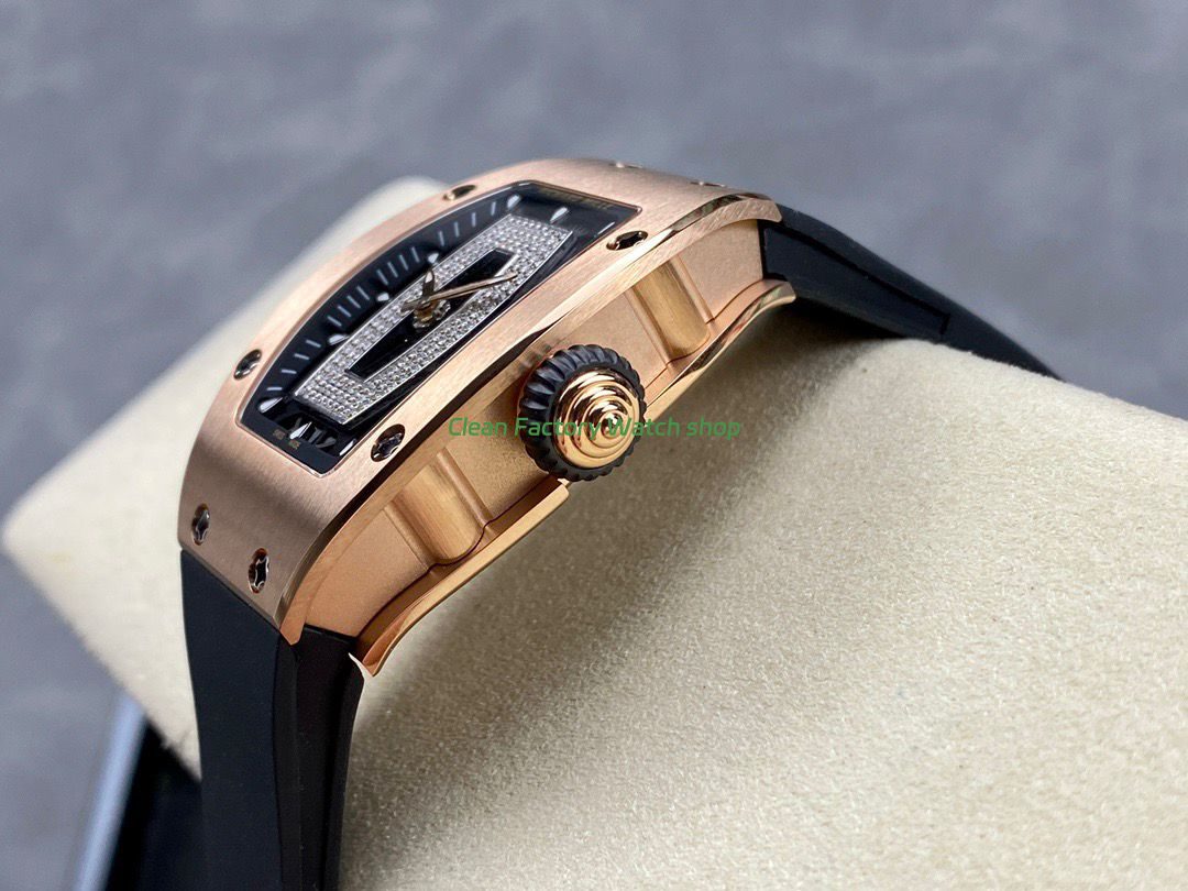 BBA Factory Richard Mille RM 07 31.4mm Rose Gold Black Rubber Strap Skeletonized Black Dial (5) BBA Factory Richard Mille RM 07 31.4mm Rose Gold Black Rubber Strap Skeletonized Black Dial (5)