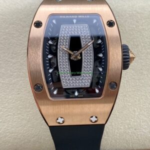 BBA Factory Richard Mille RM 07 31.4mm Rose Gold Black Rubber Strap Skeletonized Black Dial 24 BBA Factory Richard Mille RM 07 31.4mm Rose Gold Black Rubber Strap Skeletonized Black Dial 6 Clean Factory Watch