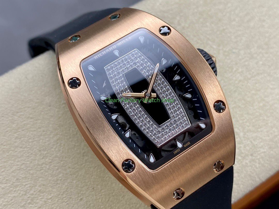 BBA Factory Richard Mille RM 07 31.4mm Rose Gold Black Rubber Strap Skeletonized Black Dial (7) BBA Factory Richard Mille RM 07 31.4mm Rose Gold Black Rubber Strap Skeletonized Black Dial (7)