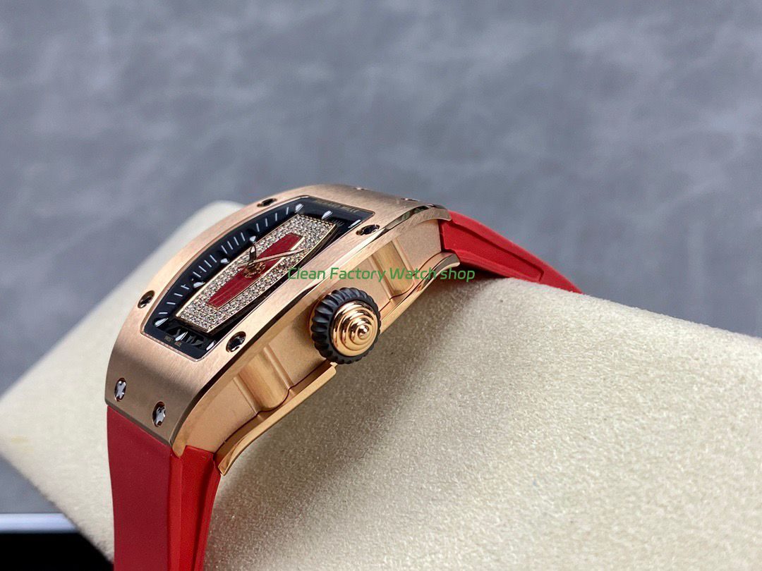 BBA Factory Richard Mille RM 07 31.4mm Rose Gold Red Rubber Strap Skeletonized Red Dial (3) BBA Factory Richard Mille RM 07 31.4mm Rose Gold Red Rubber Strap Skeletonized Red Dial (3)