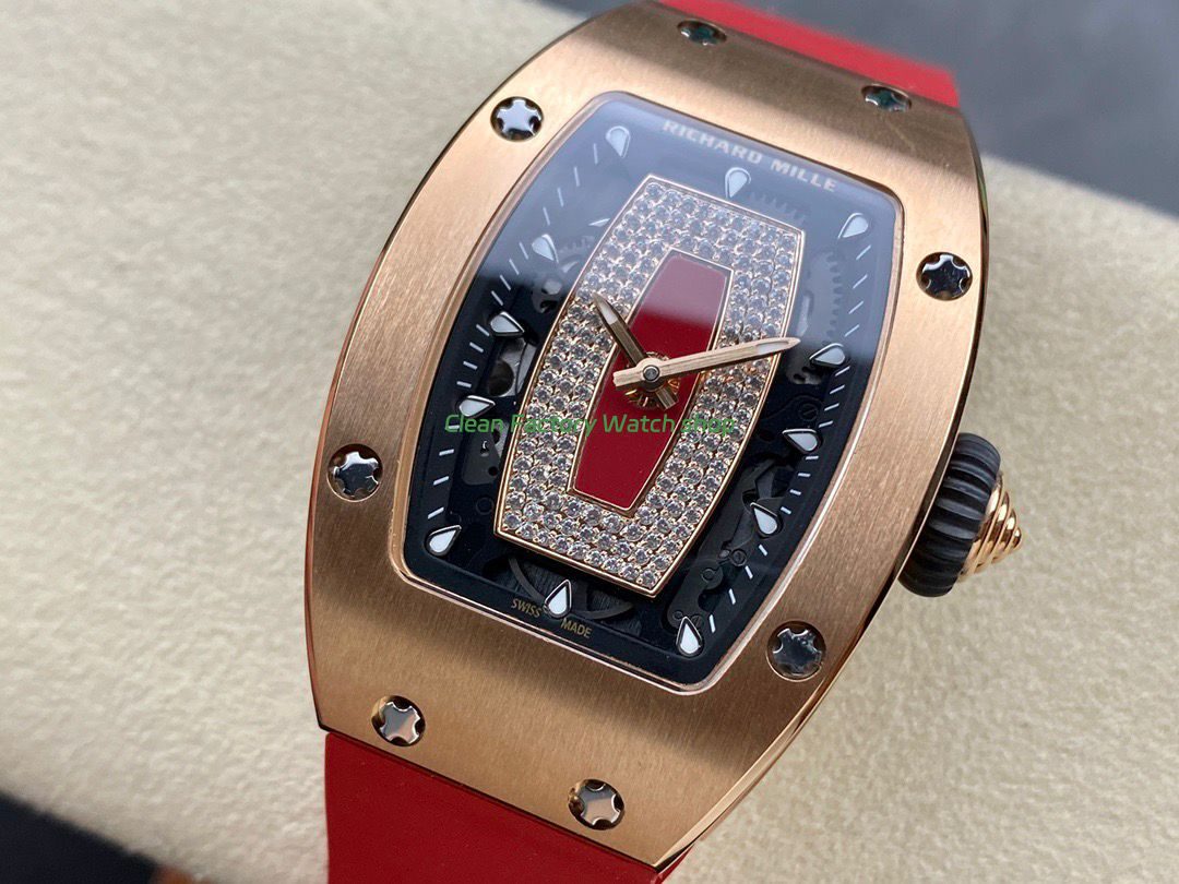 BBA Factory Richard Mille RM 07 31.4mm Rose Gold Red Rubber Strap Skeletonized Red Dial (6) BBA Factory Richard Mille RM 07 31.4mm Rose Gold Red Rubber Strap Skeletonized Red Dial (6)