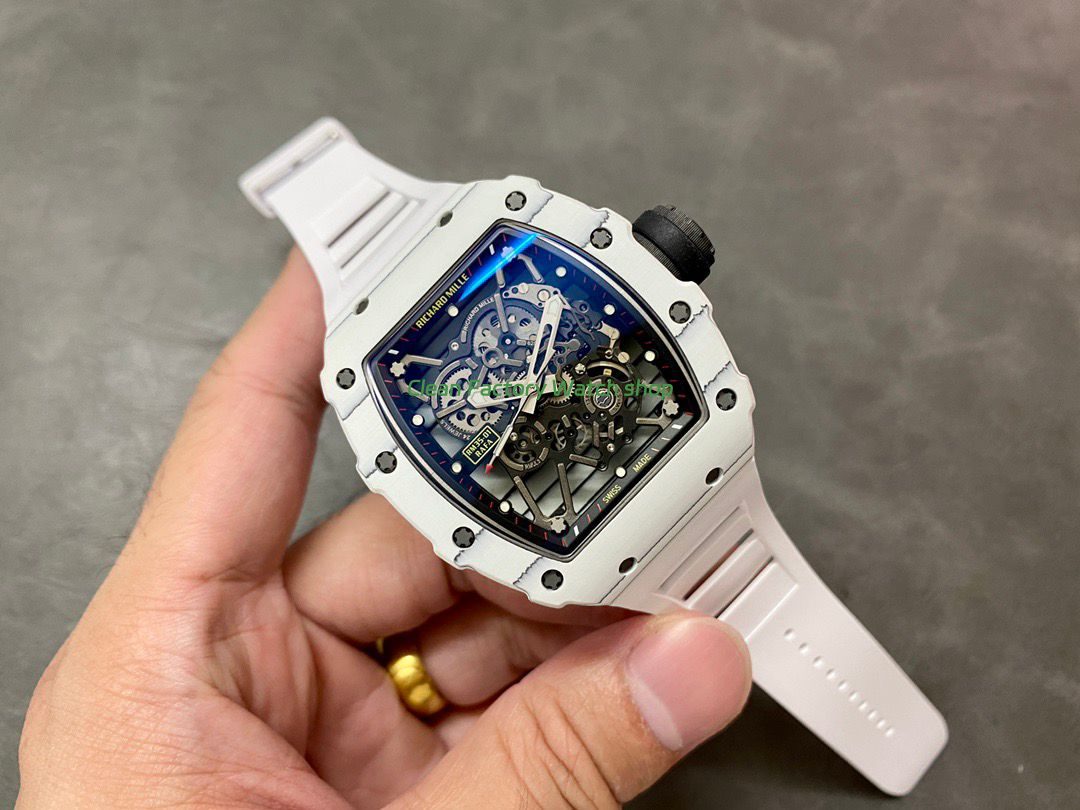 BBR Factory Richard Mille RM 35-01 42mm White Carbon Fiber White Rubber Strap White Skeletonized Dial (5) BBR Factory Richard Mille RM 35-01 42mm White Carbon Fiber White Rubber Strap White Skeletonized Dial (5)