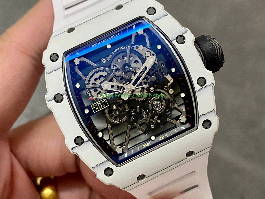BBR Factory Richard Mille RM 35-01 42mm White Carbon Fiber White Rubber Strap White Skeletonized Dial (7) BBR Factory Richard Mille RM 35-01 42mm White Carbon Fiber White Rubber Strap White Skeletonized Dial (7)