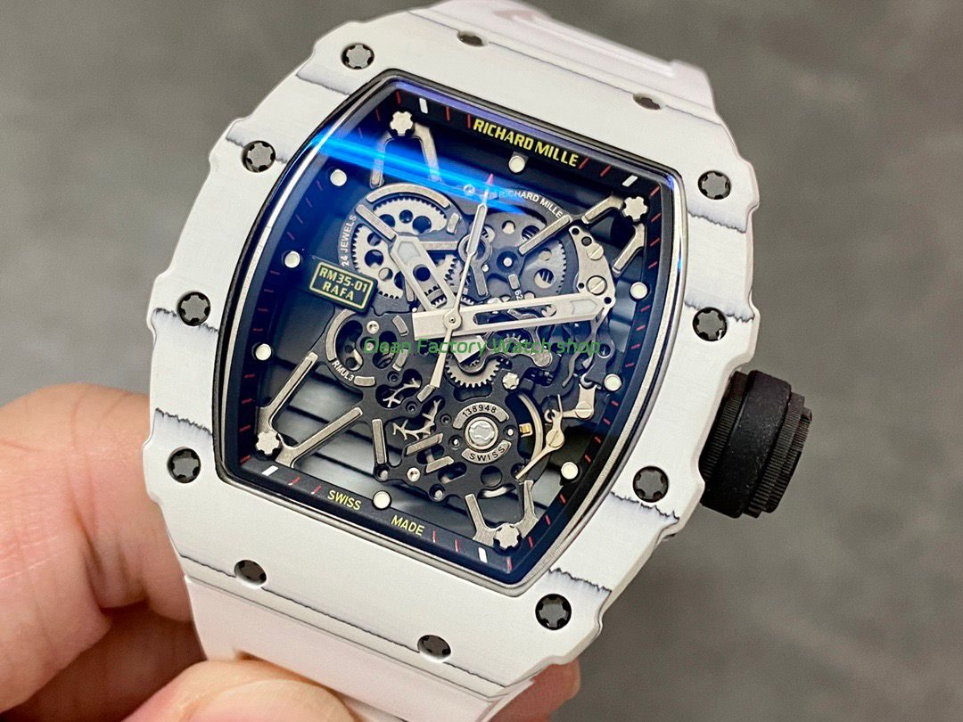 BBR Factory Richard Mille RM 35-01 42mm White Carbon Fiber White Rubber Strap White Skeletonized Dial (9) BBR Factory Richard Mille RM 35-01 42mm White Carbon Fiber White Rubber Strap White Skeletonized Dial (9)