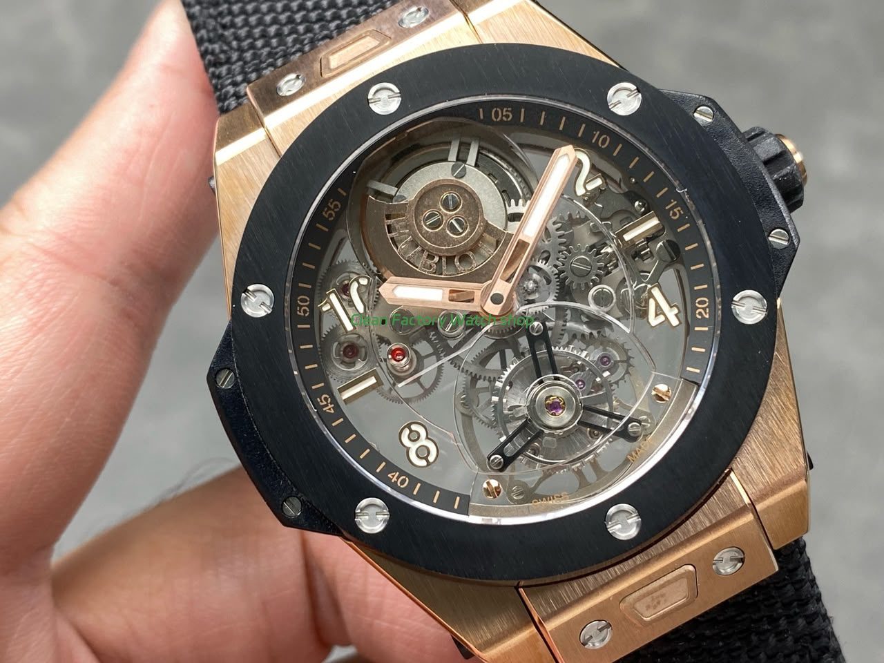 HB Factory Hublot Big Bang Tourbillon 429.NS.0170.RX.YOS 45mm Rose Gold Canvas Strap C (6) HB Factory Hublot Big Bang Tourbillon 429.NS.0170.RX.YOS 45mm Rose Gold Canvas Strap C (6)