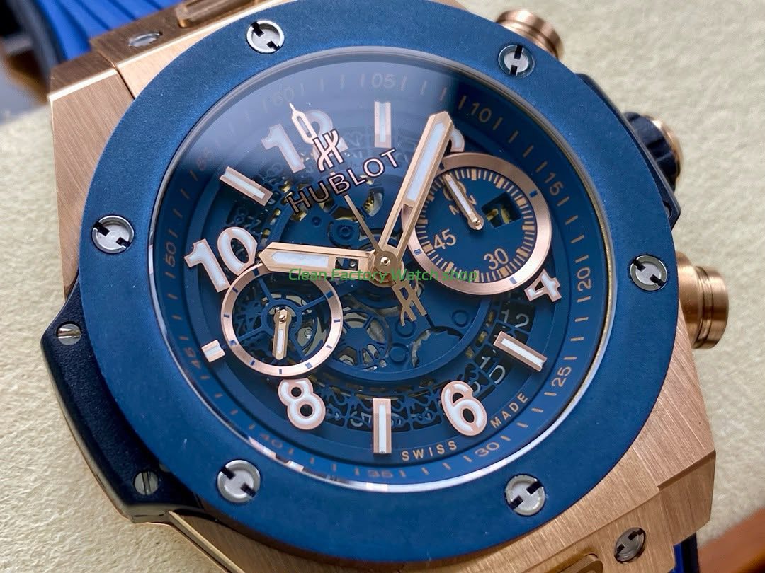 HB Factory Hublot Big Bang Unico 421.OL.5180.RX 45mm Rose Gold Rubber Strap Skeletonized Blue Dial (5) HB Factory Hublot Big Bang Unico 421.OL.5180.RX 45mm Rose Gold Rubber Strap Skeletonized Blue Dial (5)