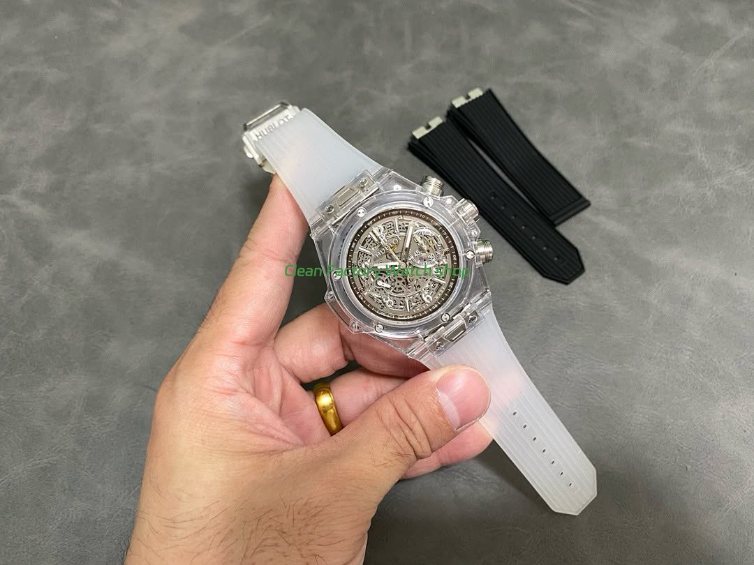 HB Factory Hublot Big Bang Unico 45mm 411.JX.4802.RT Synthetic Crystal Rubber Strap Skeletonized Dial (1) HB Factory Hublot Big Bang Unico 45mm 411.JX.4802.RT Synthetic Crystal Rubber Strap Skeletonized Dial (1)