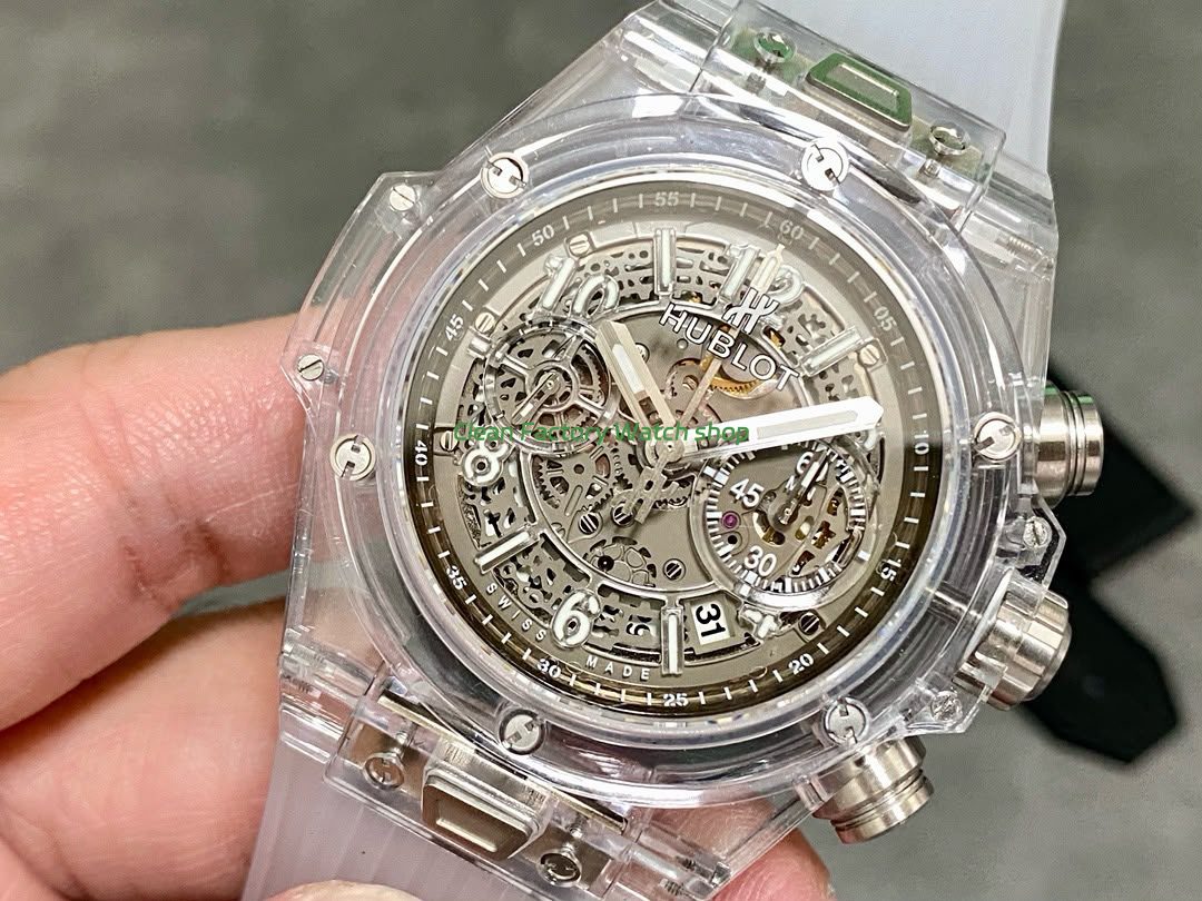 HB Factory Hublot Big Bang Unico 45mm 411.JX.4802.RT Synthetic Crystal Rubber Strap Skeletonized Dial (2) HB Factory Hublot Big Bang Unico 45mm 411.JX.4802.RT Synthetic Crystal Rubber Strap Skeletonized Dial (2)