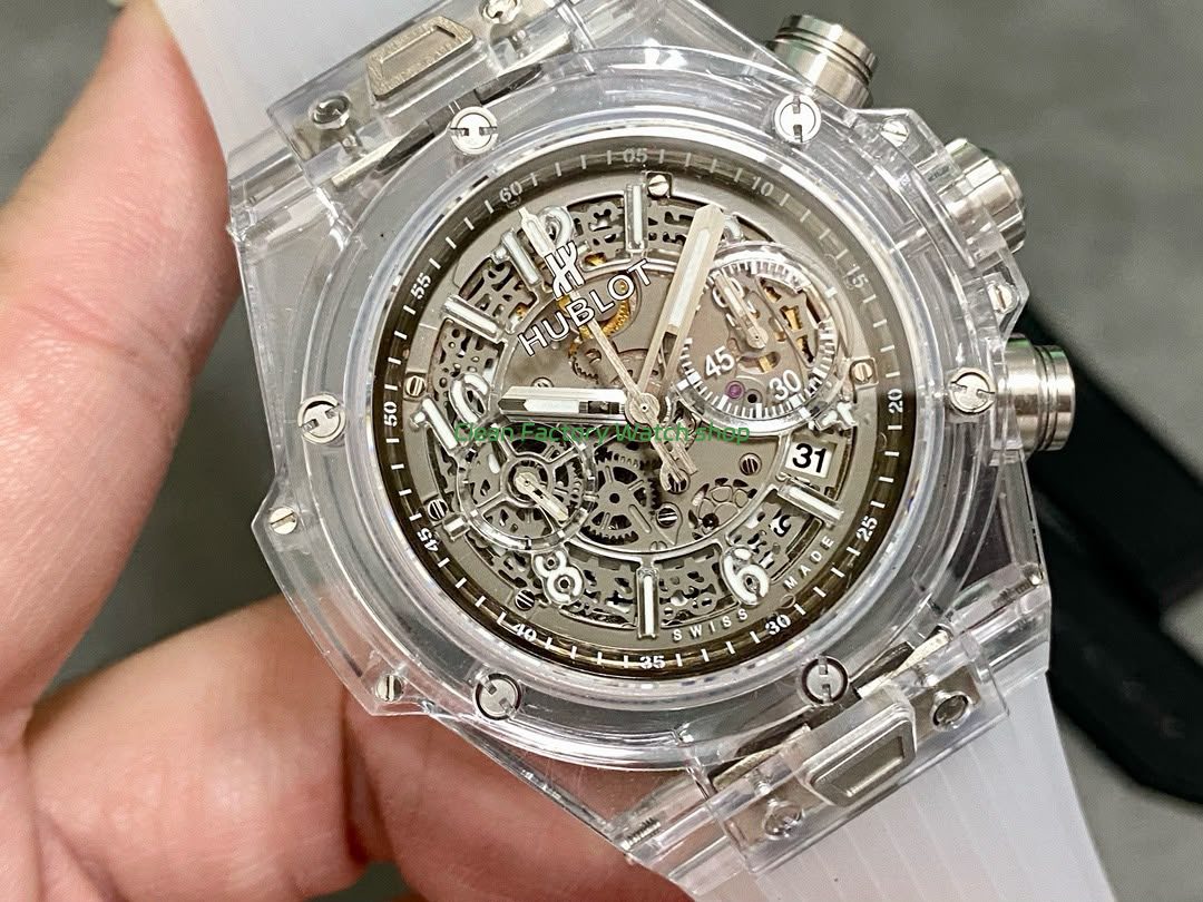 HB Factory Hublot Big Bang Unico 45mm 411.JX.4802.RT Synthetic Crystal Rubber Strap Skeletonized Dial (6) HB Factory Hublot Big Bang Unico 45mm 411.JX.4802.RT Synthetic Crystal Rubber Strap Skeletonized Dial (6)