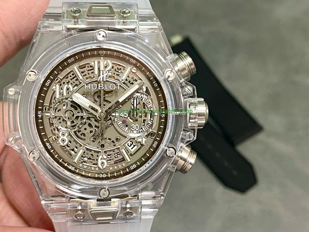 HB Factory Hublot Big Bang Unico 411.JX.4802.RT 45mm Synthetic Crystal Rubber Strap Skeletonized Dial 1 HB Factory Hublot Big Bang Unico 45mm 411.JX .4802.RT Synthetic Crystal Rubber Strap Skeletonized Dial 8 Clean Factory Watch