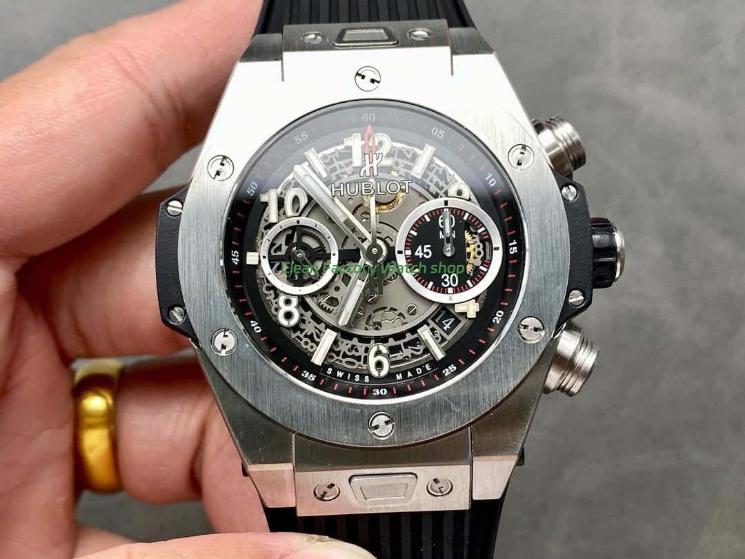 HB Factory Hublot Big Bang Unico 411.NX.1170.RX 45mm Titanium Rubber Strap Skeletonized Dial 1 HB Factory Hublot Big Bang Unico 45mm 411.NX .1170.RX Titanium Rubber Strap Skeletonized Dial 8 Clean Factory Watch
