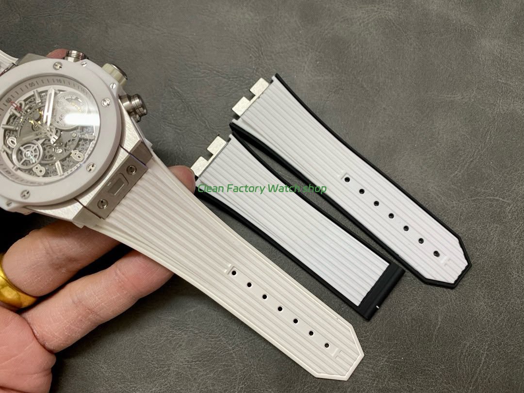 HB Factory Hublot Big Bang Unico 45mm White White Rubber Strap Ceramic Bezel White Skeletonized Dial (8) HB Factory Hublot Big Bang Unico 45mm White White Rubber Strap Ceramic Bezel White Skeletonized Dial (8)