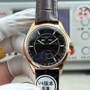 MKS Factory Vacheron Constantin Fiftysix 4000E 40mm Rose Gold Leather Strap Arabic Numerals Black Dial 2 Clean Factory Watch