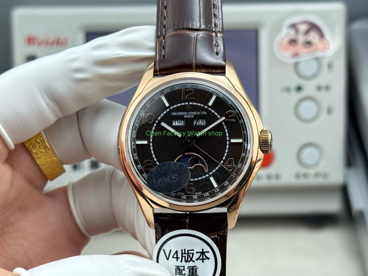 MKS Factory Vacheron Constantin Fiftysix 4000E 40mm Rose Gold Leather Strap Arabic Numerals Brown Black Dial 1 MKS Factory Vacheron Constantin Fiftysix 4000E 40mm Rose Gold Leather Strap Arabic Numerals Black Dial 2 Clean Factory Watch