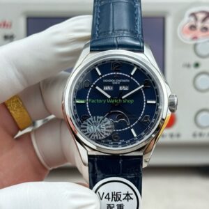 MKS Factory Vacheron Constantin Fiftysix 4000E000A B548 40mm Steel Leather Strap Arabic Numerals Blue Dial 8 Clean Factory Watch