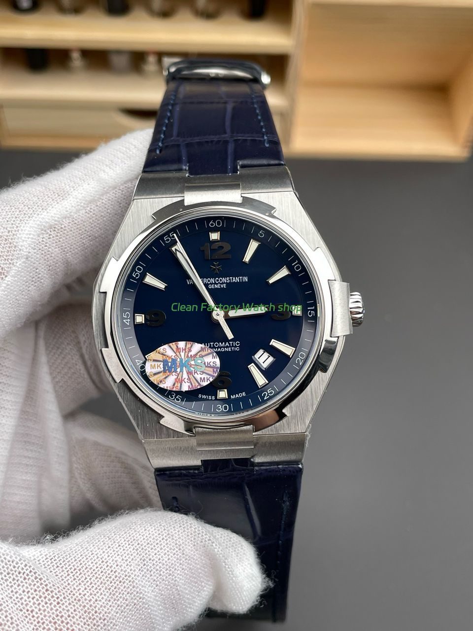MKS Factory Vacheron Constantin Overseas 47040/000A-9008 Leather Strap Arabic Numerals Blue Dial 1 MKS Factory Vacheron Constantin Overseas 47040000A 9008 Leather Strap Arabic Numerals Blue Dial 9 Clean Factory Watch