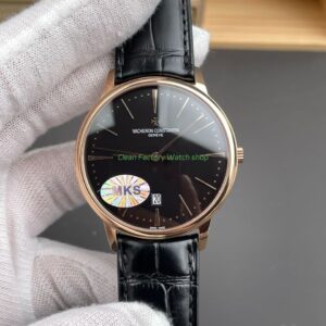 MKS Factory Vacheron Constantin Patrimony 85180000R 9166 40mm Rose Gold Leather Strap Black Dial 8 Clean Factory Watch