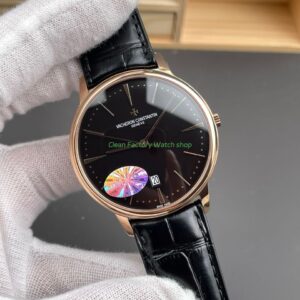 MKS Factory Vacheron Constantin Patrimony 85180000R 9166 40mm Rose Gold Leather Strap Black Dial 9 Clean Factory Watch