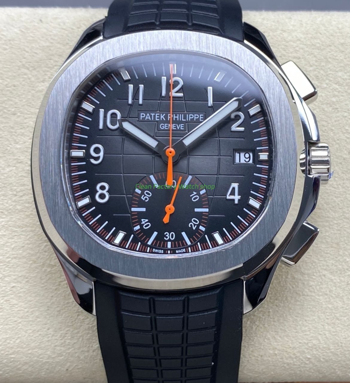 MMA Factory Patek Philippe Aquanaut 5968A 001 42.2mm Steel Rubber Strap Black Dial 11 Clean Factory Watch