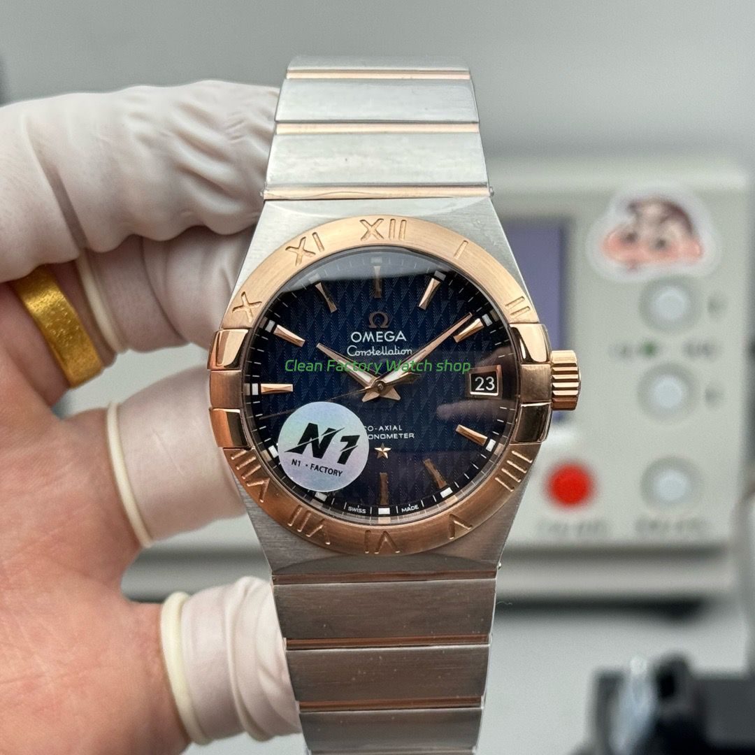 N1 Factory Omega Constellation 123.20.38.21.03.001 38mm Half Rose Gold Blue Dial 5 Clean Factory Watch