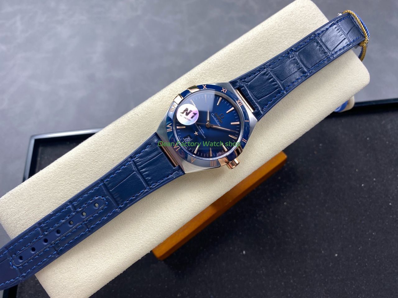 N1 Factory Omega Constellation 131.23.41.21.03.001 41mm Half Yellow Glod Blue Leather Strap Blue Dial (7) N1 Factory Omega Constellation 131.23.41.21.03.001 41mm Half Yellow Glod Blue Leather Strap Blue Dial (7)