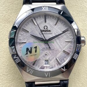 N1 Factory Omega Constellation 131.30.41.21.99.001 41mm Steel Black Leather Strap Grey Dial