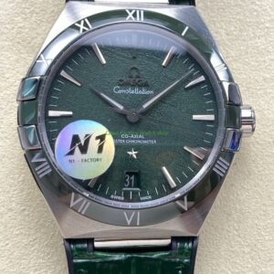 N1 Factory Omega Constellation 131.30.41.21.99.002 41mm Steel Black Leather Strap Meteorite Dial