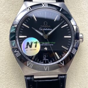 N1 Factory Omega Constellation 131.33.41.21.01.001 41mm Steel Black Leather Strap Black Dial
