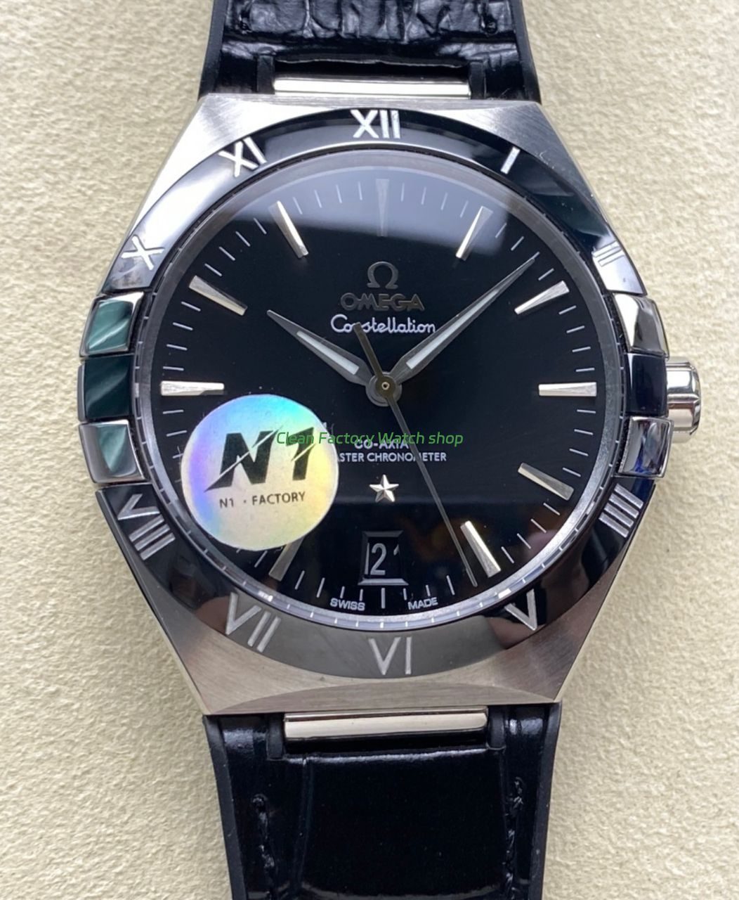 N1 Factory Omega Constellation 131.33.41.21.01.001 41mm Steel Black Leather Strap Black Dial 1 N1 Factory Omega Constellation 131.33.41.21.01.001 41mm Steel Black Leather Strap Black Dial 6 Clean Factory Watch