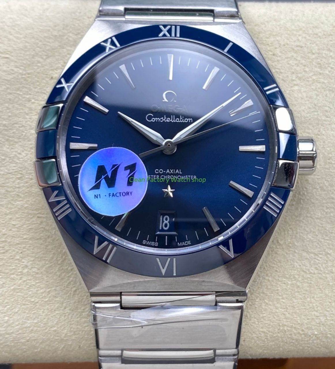 N1 Factory Omega Constellation 131.33.41.21.03.001 41mm Full Steel Blue Dial 8 Clean Factory Watch