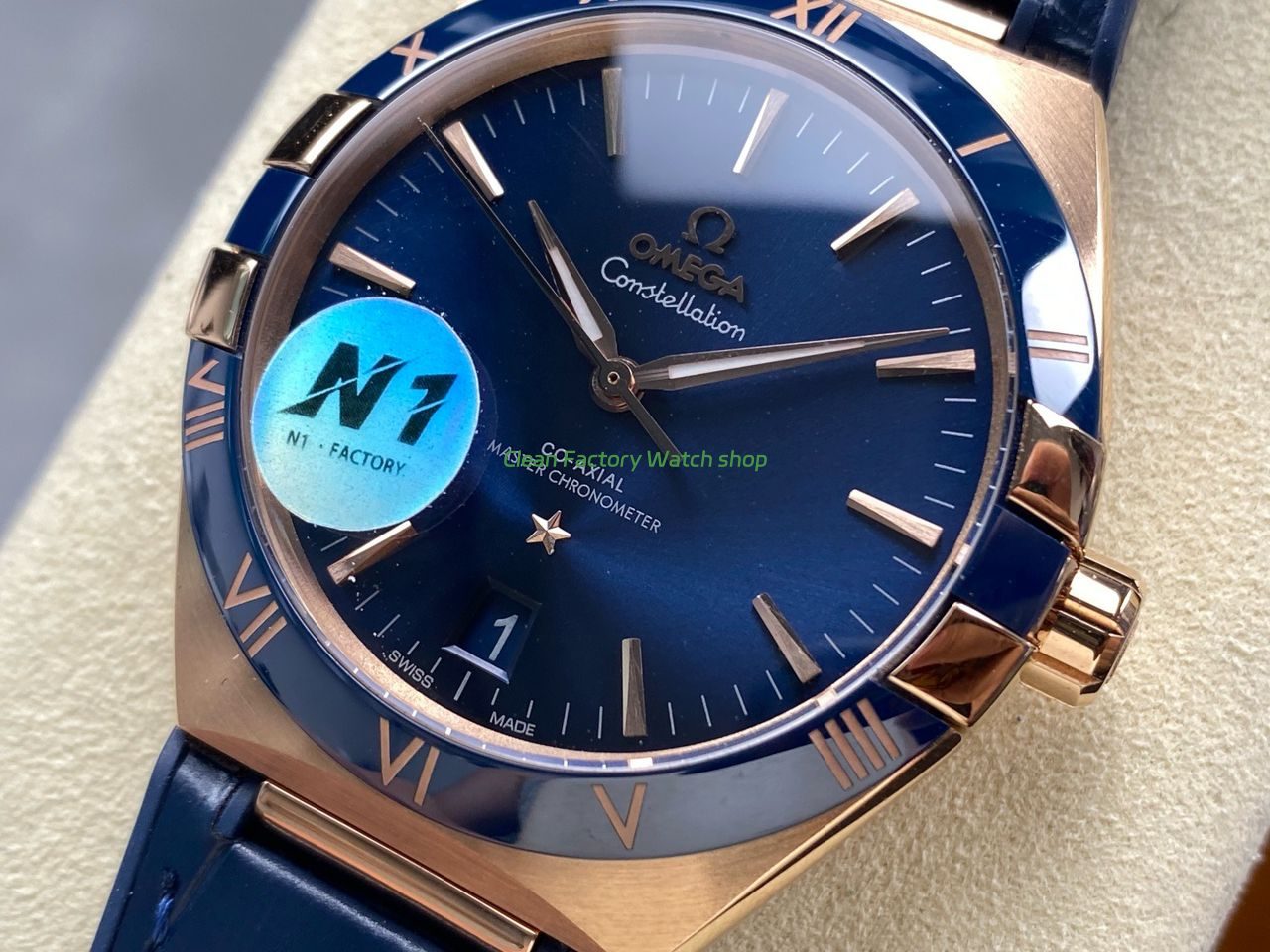 N1 Factory Omega Constellation 131.63.41.21.03.001 41mm Rose Gold Blue Leather Strap Blue Dial (4) N1 Factory Omega Constellation 131.63.41.21.03.001 41mm Rose Gold Blue Leather Strap Blue Dial (4)