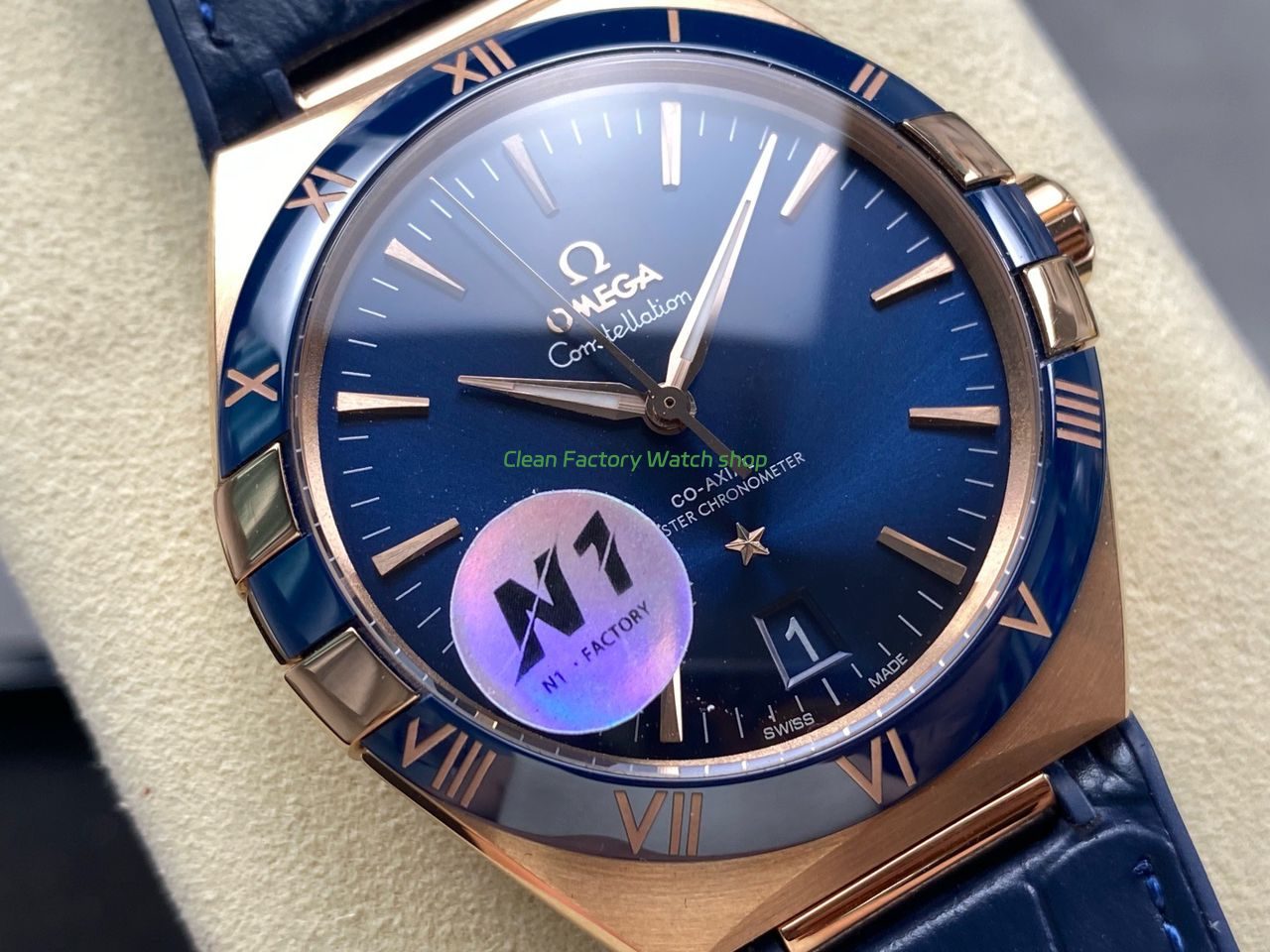 N1 Factory Omega Constellation 131.63.41.21.03.001 41mm Rose Gold Blue Leather Strap Blue Dial (5) N1 Factory Omega Constellation 131.63.41.21.03.001 41mm Rose Gold Blue Leather Strap Blue Dial (5)