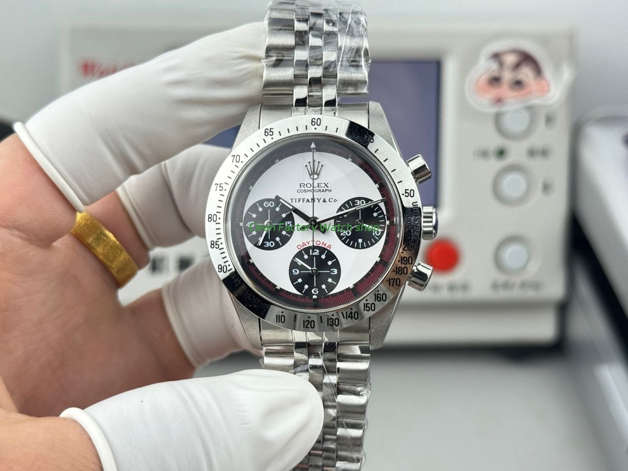 SN Factory Rolex Daytona Tiffany & Co 6239 37mm Full Steel White Dial 1 SN Factory Rolex Daytona Tiffany Co 6239 37mm Full Steel White Dial 1 Clean Factory Watch